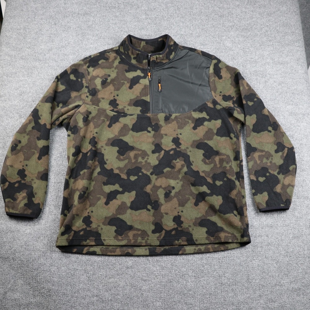 Starter Pullover Mens 2XL Olive Camo Fleece Quarter Zip Chest Pocket RMS3494FPB